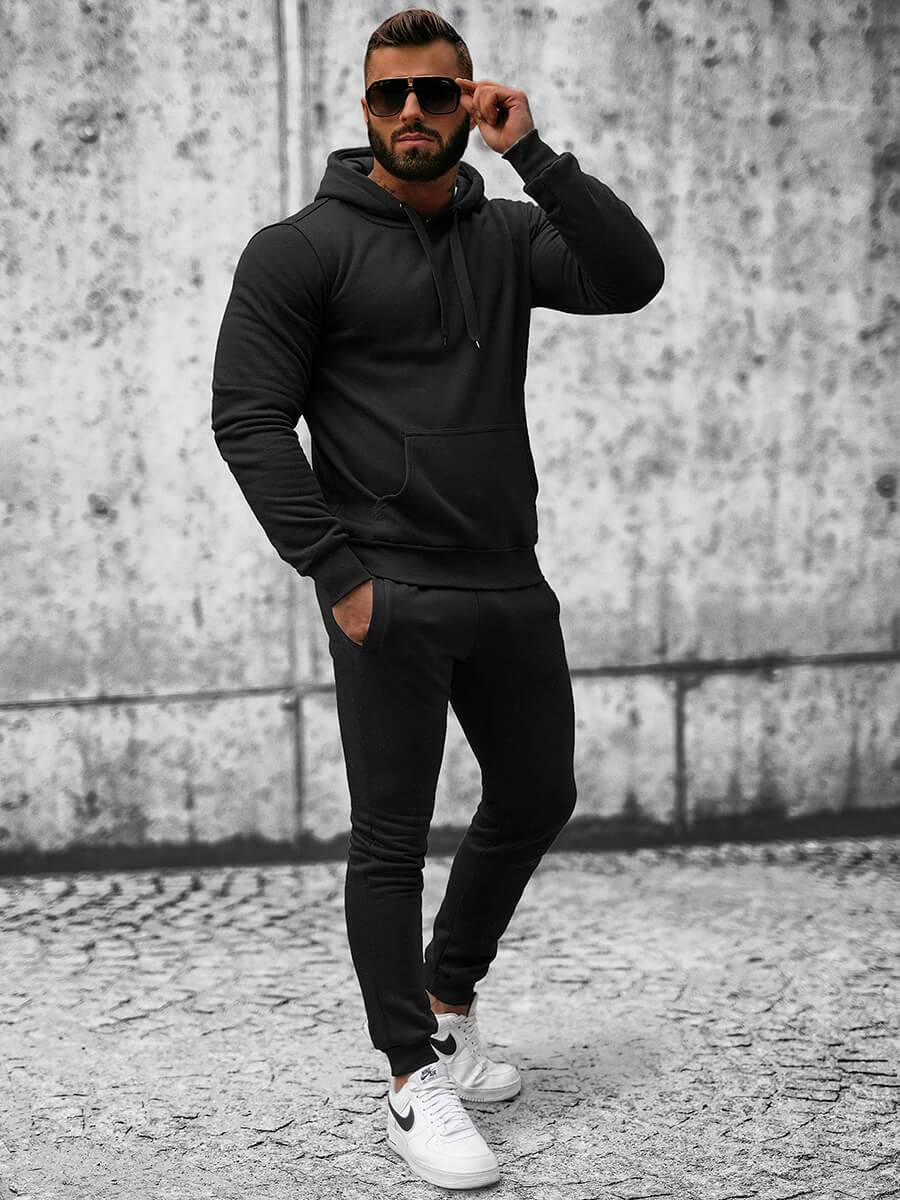 Ozonee Herren Sportanzug Schwarz OZONEE JS/XW2009