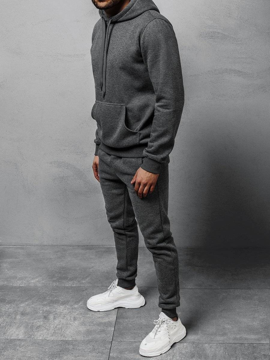 Ozonee Herren Trainingsanzug Dunkelgrau OZONEE 03