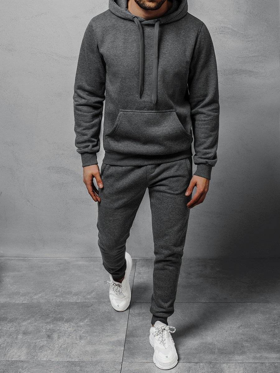 Ozonee Herren Trainingsanzug Dunkelgrau OZONEE 03