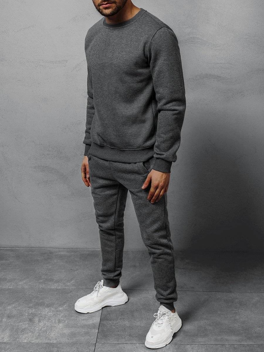 Ozonee Herren Trainingsanzug Dunkelgrau OZONEE 05