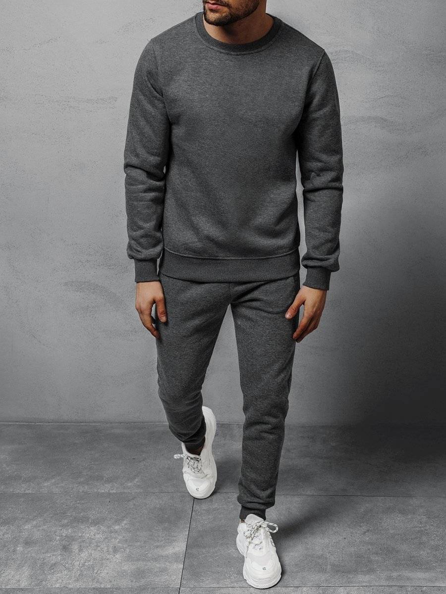 Ozonee Herren Trainingsanzug Dunkelgrau OZONEE 05