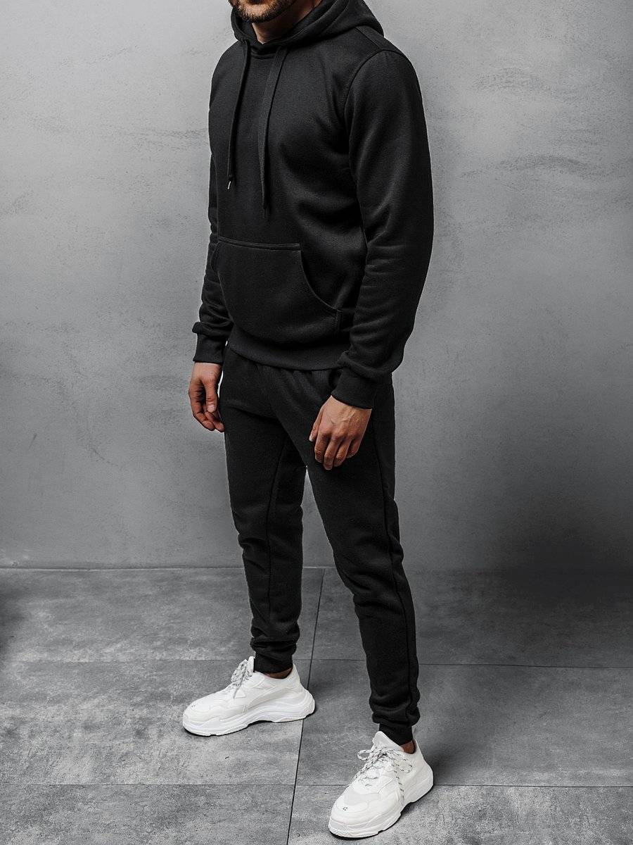 Ozonee Herren Trainingsanzug Schwarz OZONEE 04