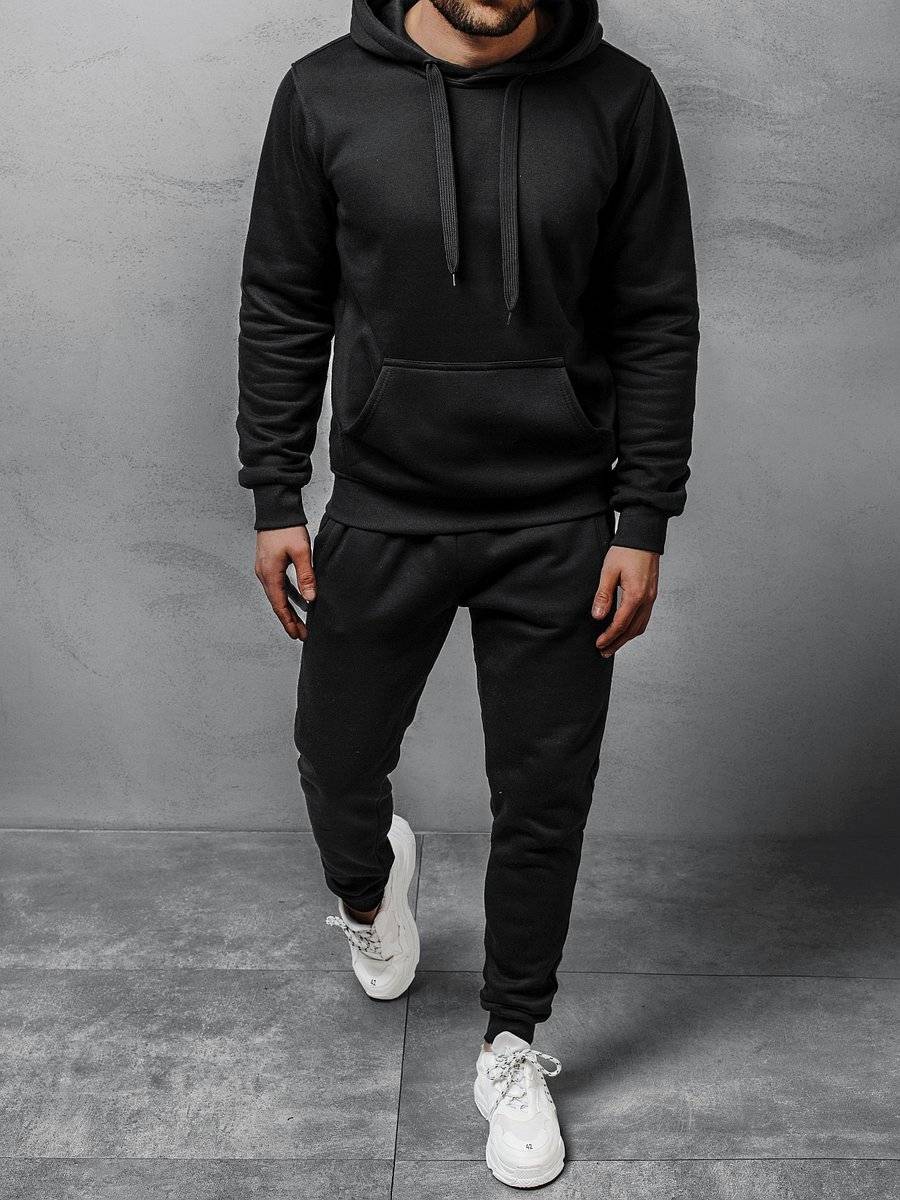 Ozonee Herren Trainingsanzug Schwarz OZONEE 04