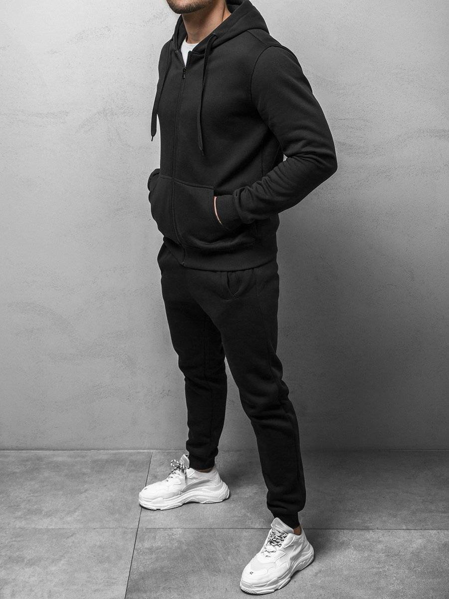 Ozonee Schwarzer Trainingsanzug Für Herren OZONEE 01