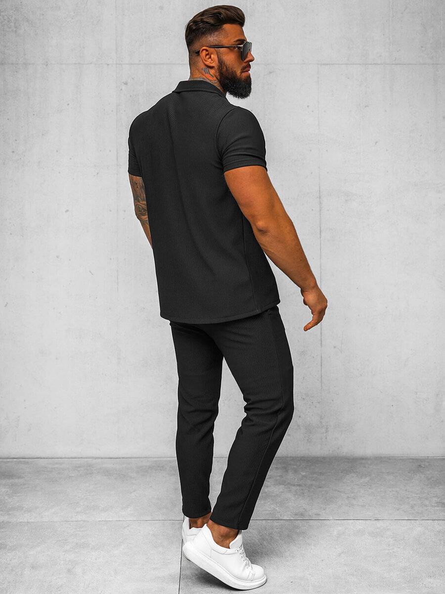 Ozonee Schwarzes Herrenset – Hemd Und Hose OZONEE O/Y963TSP