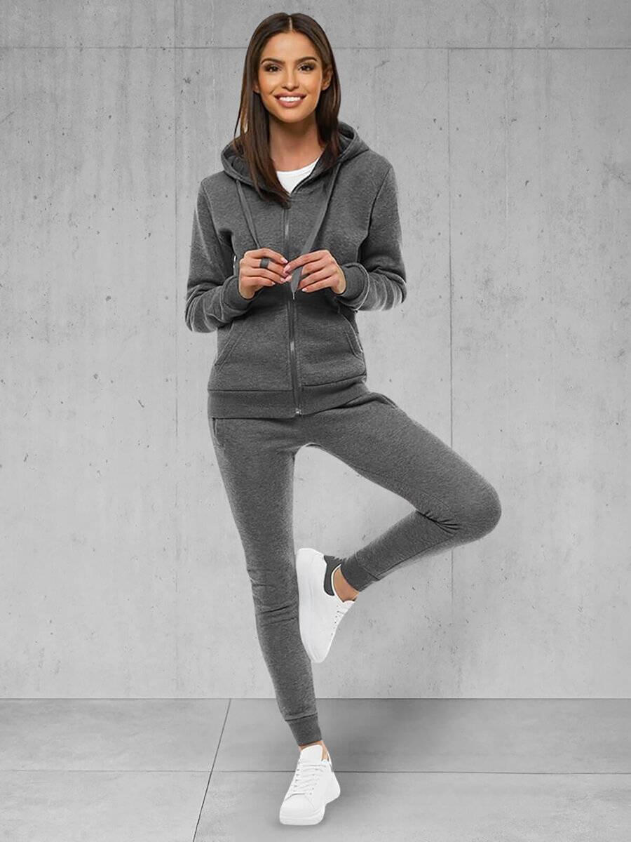 Ozonee Zweiteiliges Trainingsanzug-Set Anthrazit OZONEE JS/CKW03
