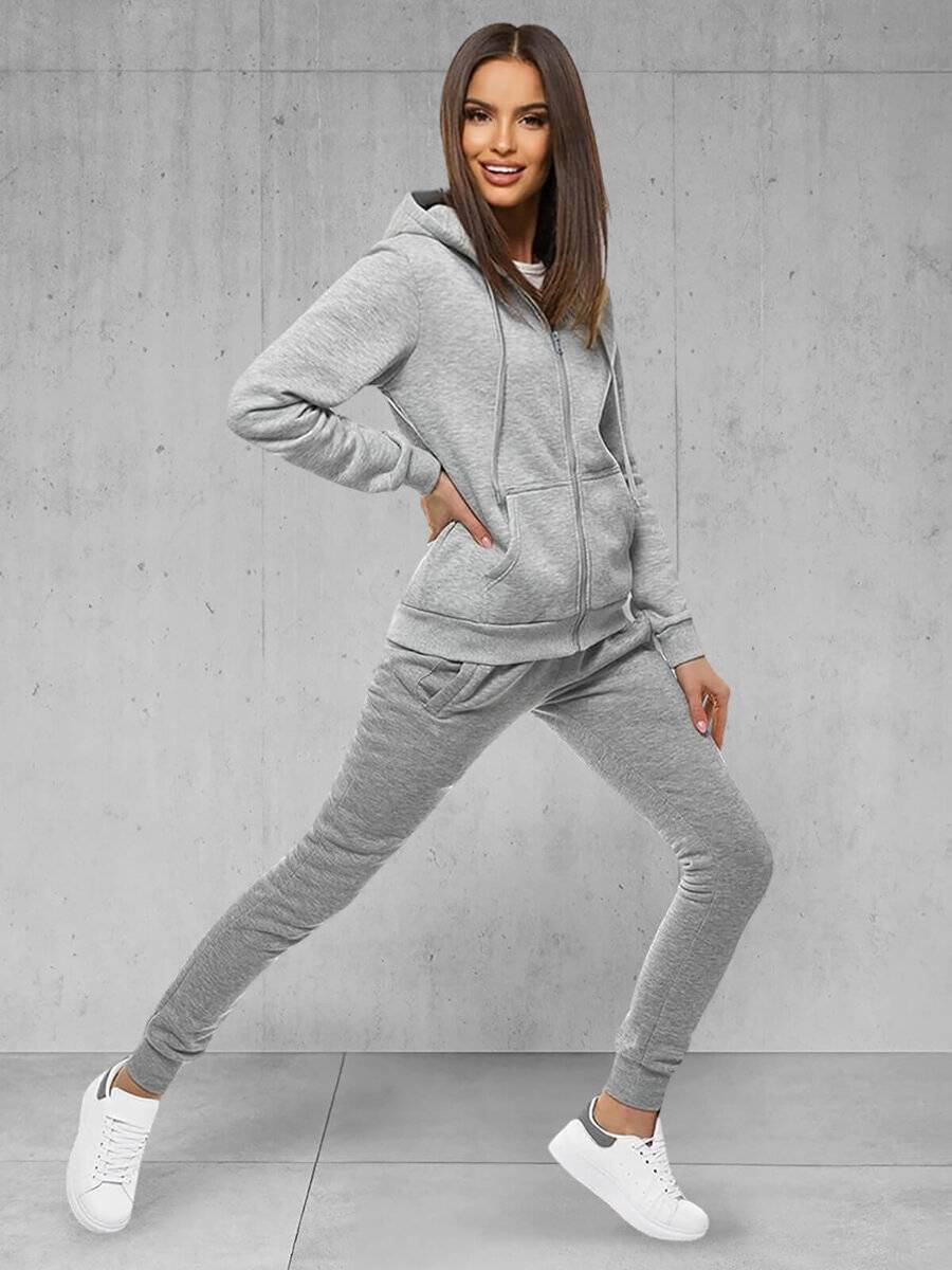 Ozonee Zweiteiliges Trainingsanzug-Set Grau OZONEE JS/CKW03