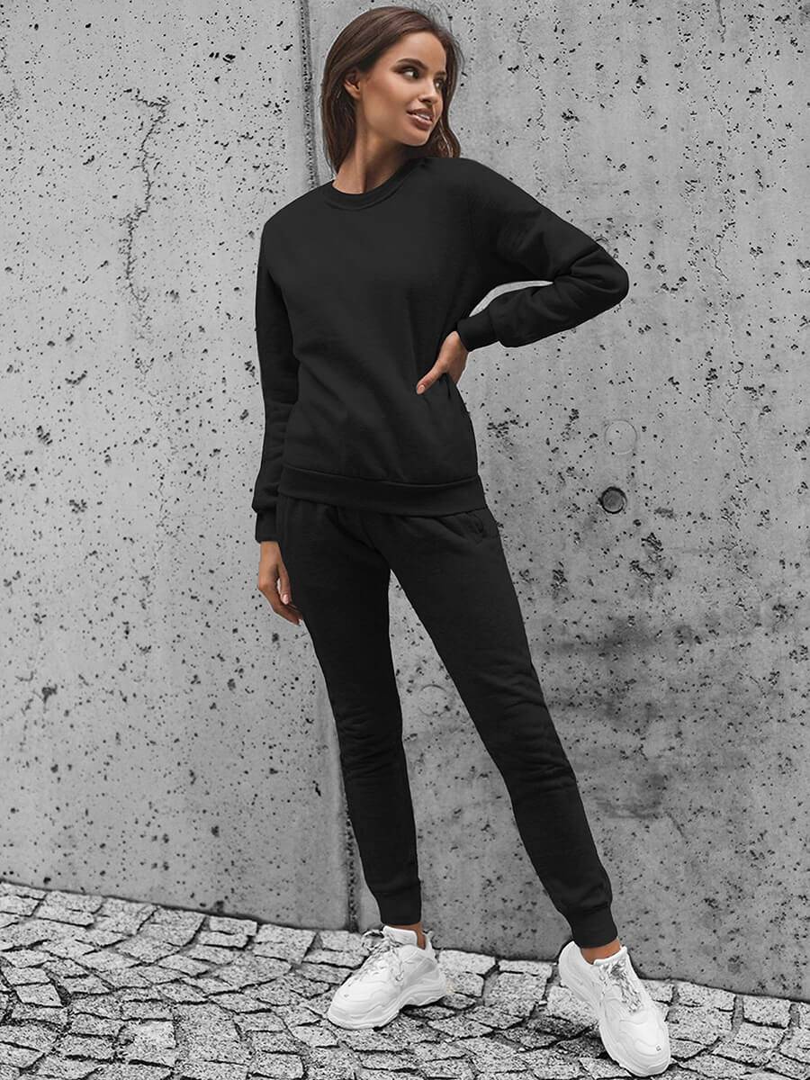 Ozonee Zweiteiliges Trainingsanzug-Set Schwarz OZONEE JS/CKW01