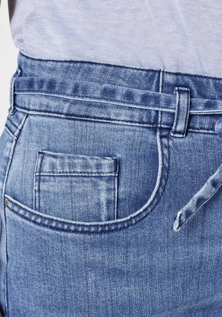 Paddocks CARO SOFT DENIM Bequeme Passform - Mid Blue Heavy Wash With 3D Pleats