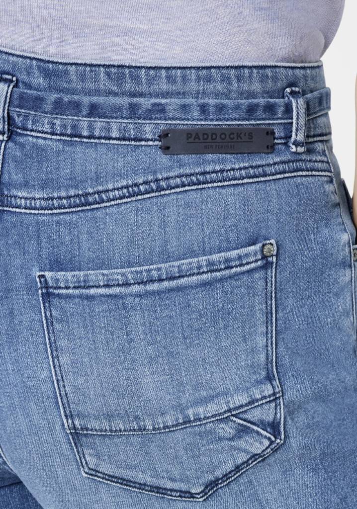 Paddocks CARO SOFT DENIM Bequeme Passform - Mid Blue Heavy Wash With 3D Pleats