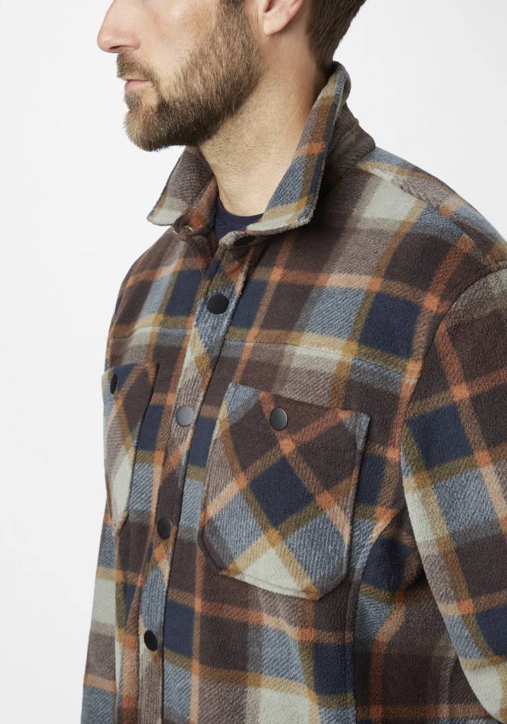 Paddocks Check Fleece Jacket With Pockets Normale Passform - Ginger Bread