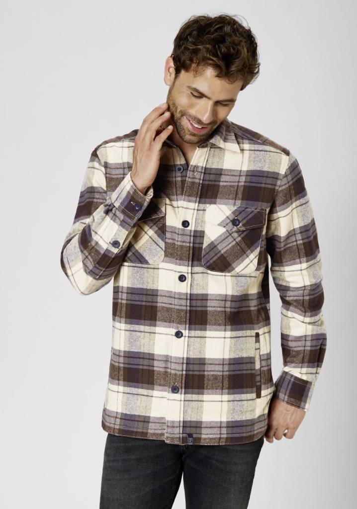 Paddocks Flanell Check Overshirt With Two Pockets Normale Passform - Olive