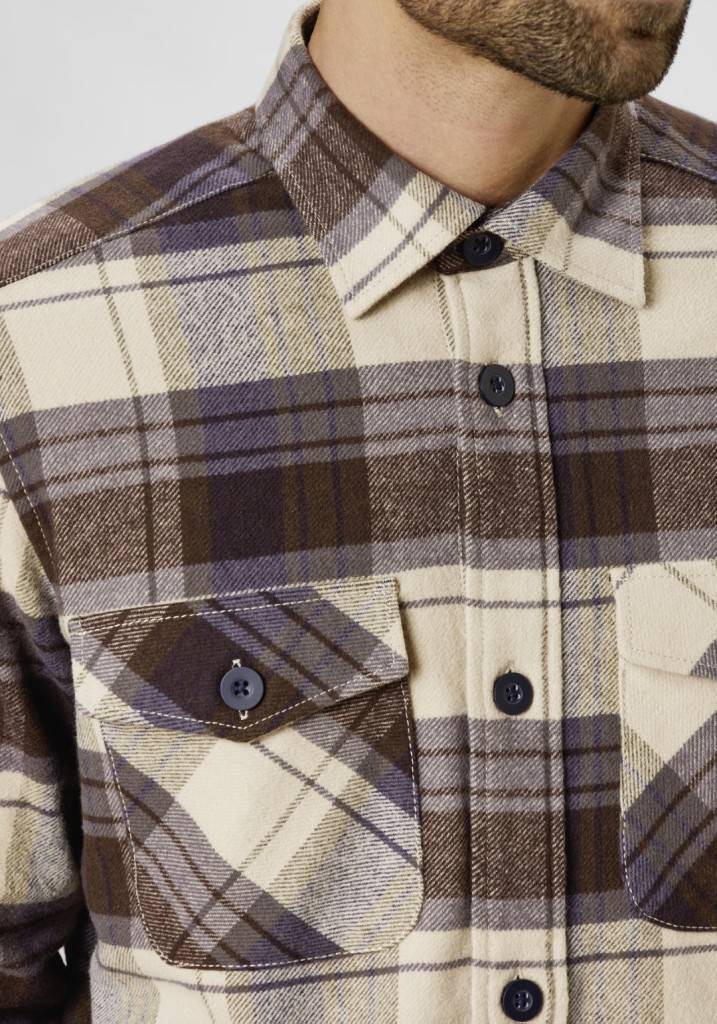 Paddocks Flanell Check Overshirt With Two Pockets Normale Passform - Olive