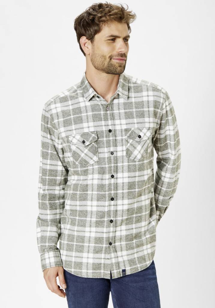 Paddocks Flannel Check Shirt With 2 Bust Pockets Normale Passform - Green