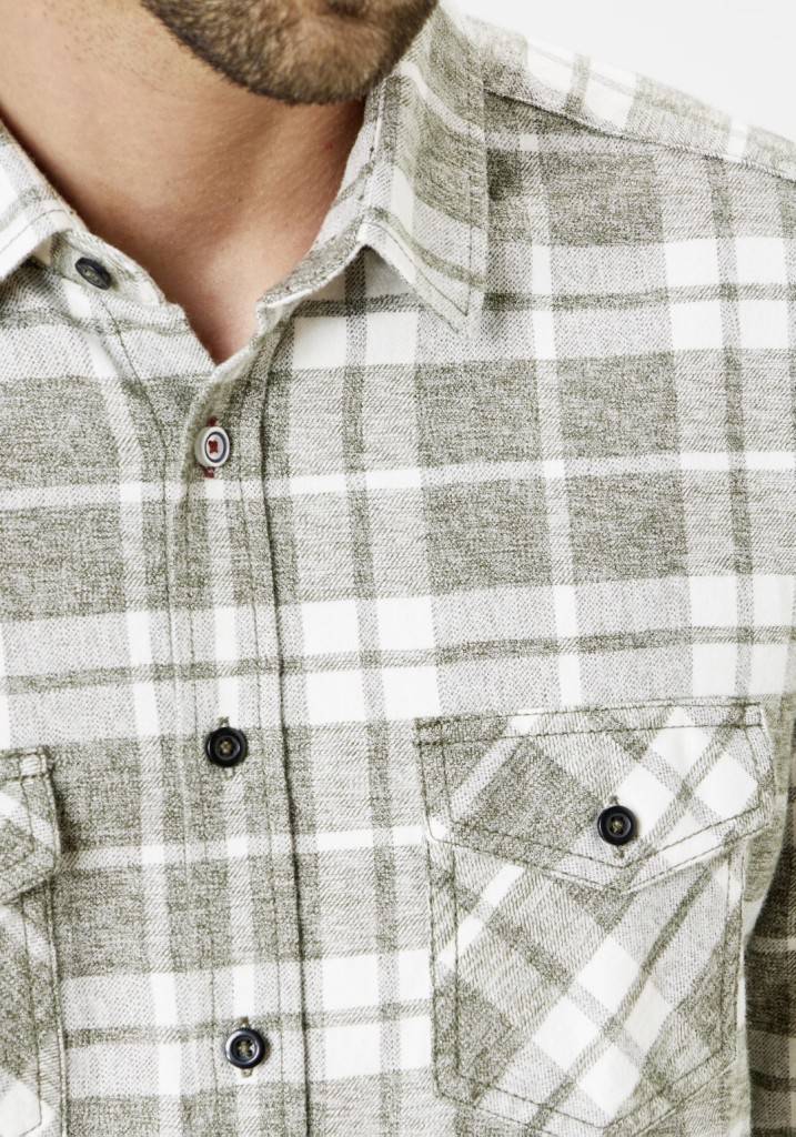 Paddocks Flannel Check Shirt With 2 Bust Pockets Normale Passform - Green