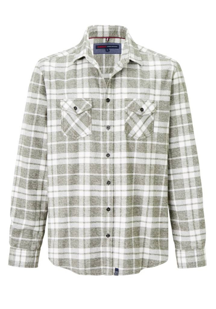 Paddocks Flannel Check Shirt With 2 Bust Pockets Normale Passform - Green