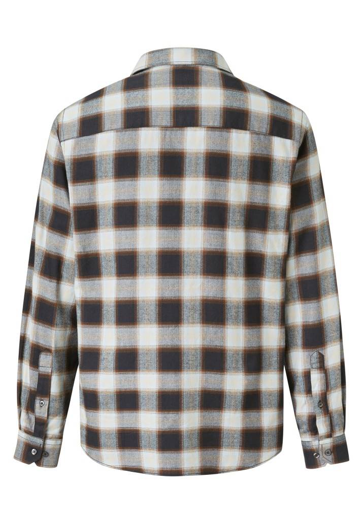 Paddocks Long Sleeve Herringbone Check Shirt With Pocket Normale Passform - Night Blue