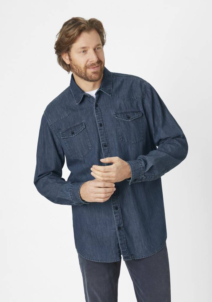 Paddocks Long Sleeve Shirt Normale Passform - Medium Blue