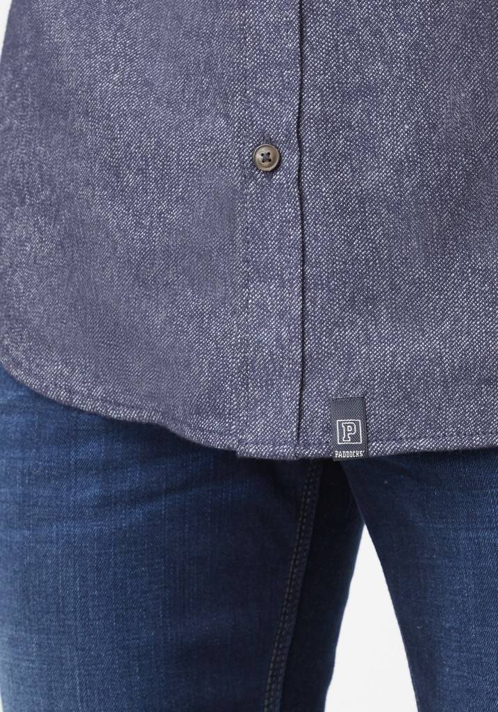 Paddocks Long Sleeve Shirt With Pocket Normale Passform - Blue Melange
