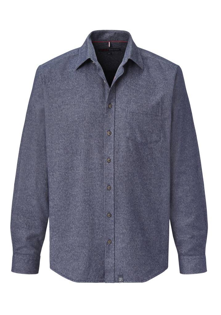 Paddocks Long Sleeve Shirt With Pocket Normale Passform - Blue Melange
