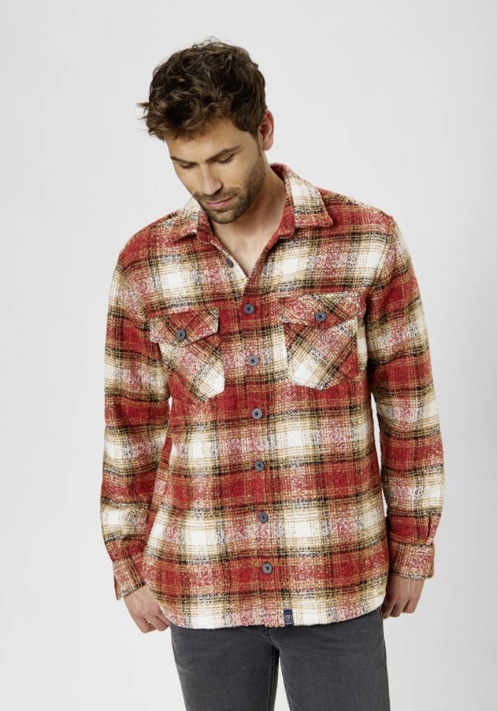 Paddocks Overshirt Big Check With 2 Bust Pockets Normale Passform - Red