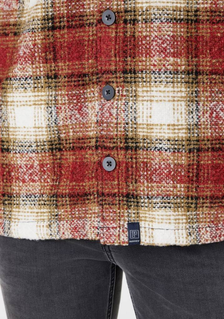 Paddocks Overshirt Big Check With 2 Bust Pockets Normale Passform - Red