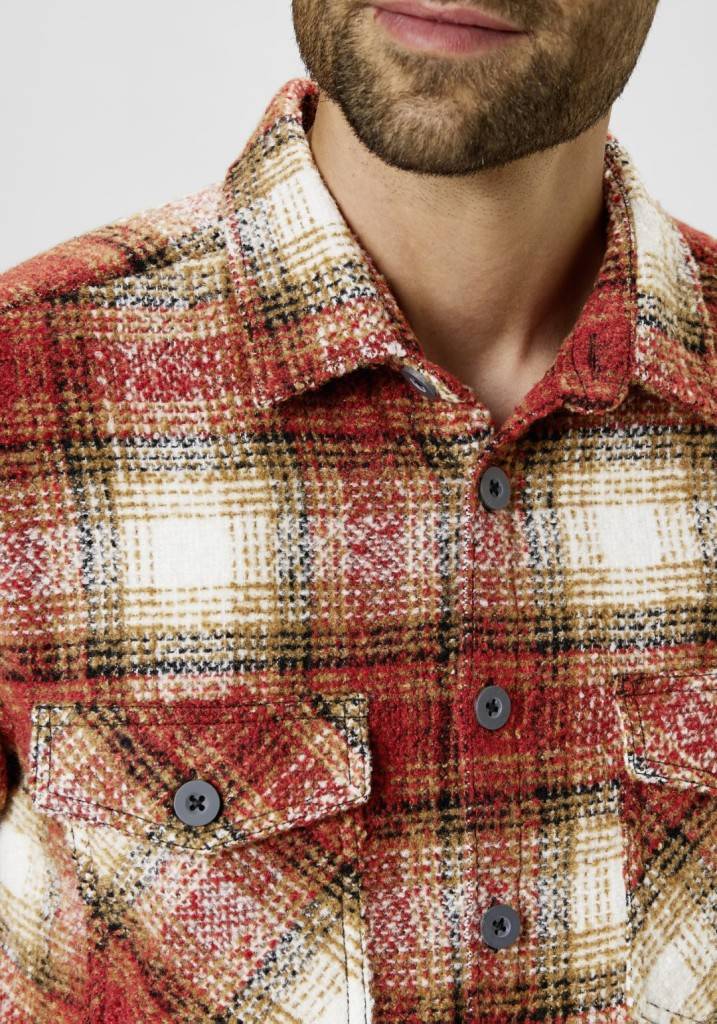 Paddocks Overshirt Big Check With 2 Bust Pockets Normale Passform - Red