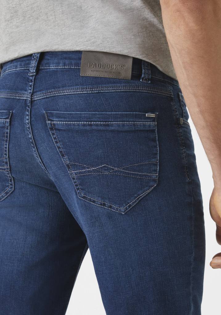 Paddocks PIPE MOTION&COMFORT Schmale Passform - Medium Blue Od Blue Used Moustache