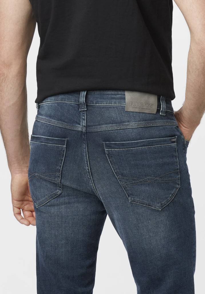 Paddocks PIPE Schmale Passform - Medium Blue Od Khaki Used Moustache