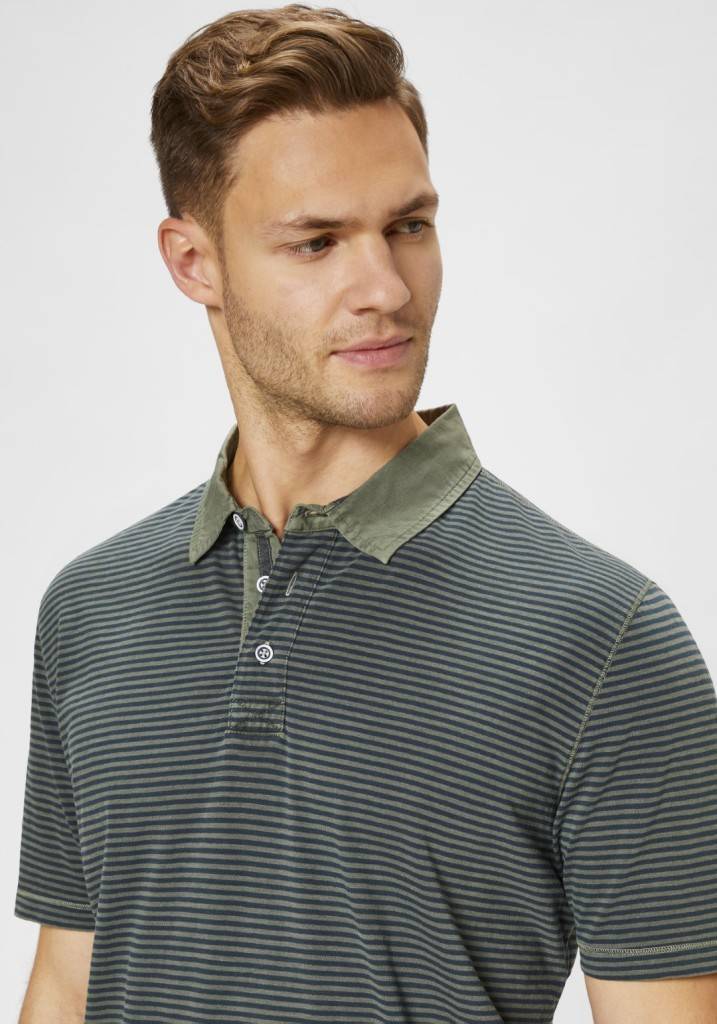 Paddocks Polo Stripe Jersey Normale Passform - Dusty Olive