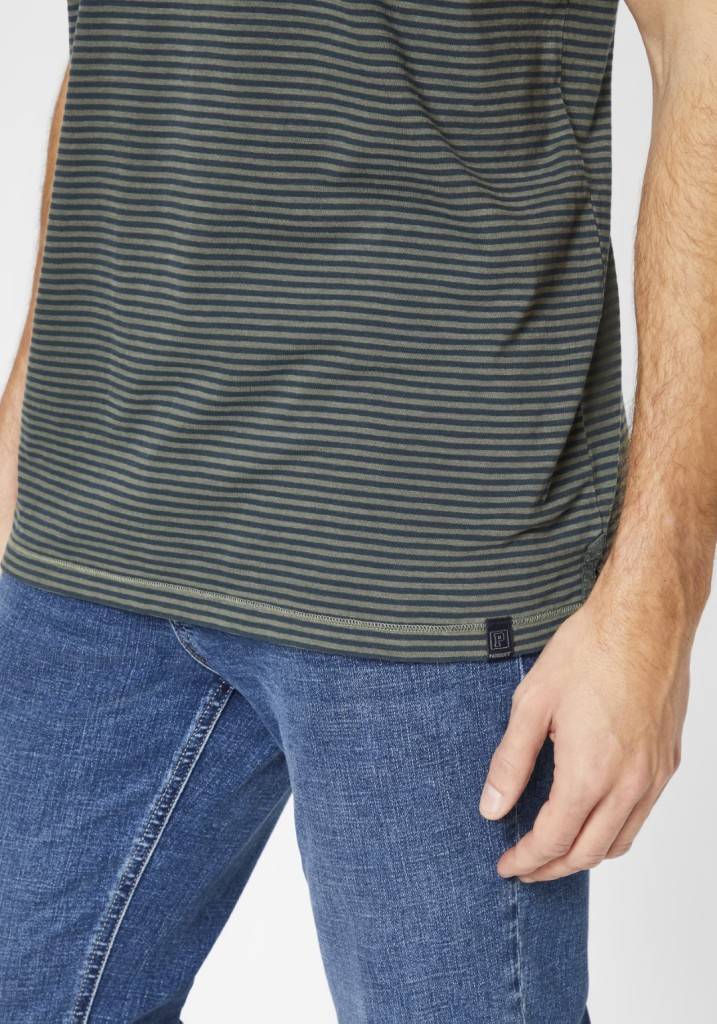 Paddocks Polo Stripe Jersey Normale Passform - Dusty Olive