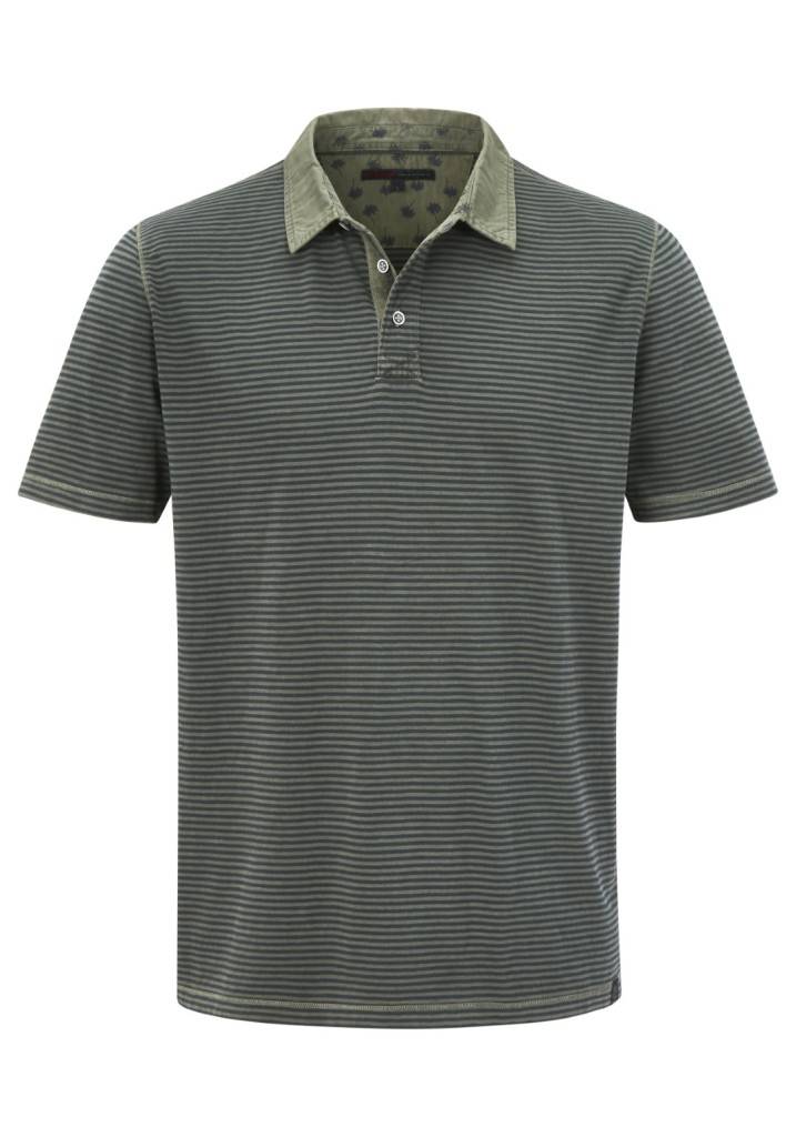Paddocks Polo Stripe Jersey Normale Passform - Dusty Olive