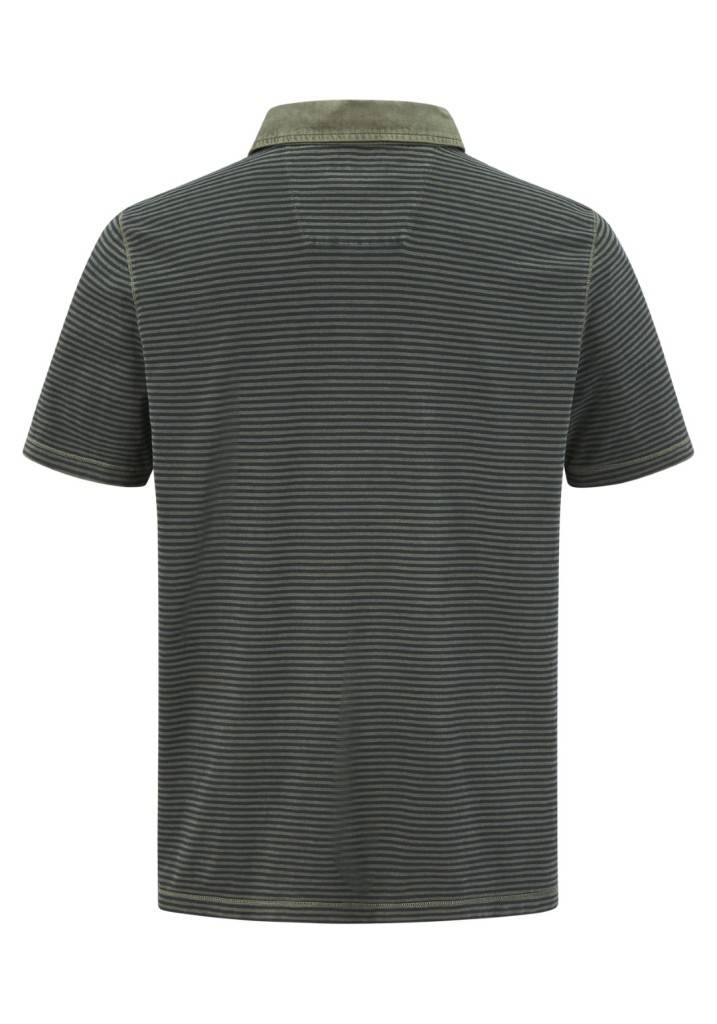 Paddocks Polo Stripe Jersey Normale Passform - Dusty Olive