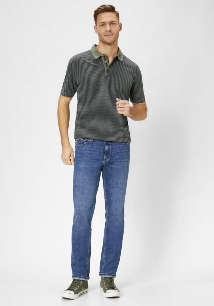 Paddocks Polo stripe jersey normale Passform - dusty olive