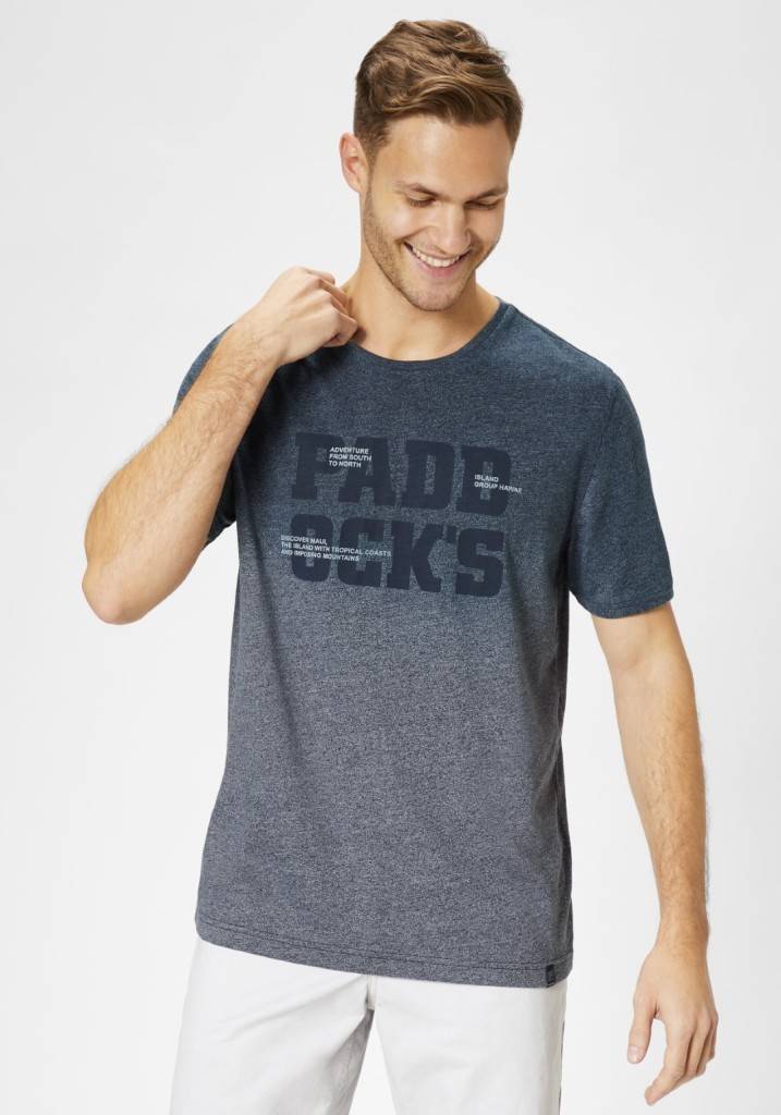 Paddocks Round Neck Color Melange Jersey Normale Passform - Navy Melange