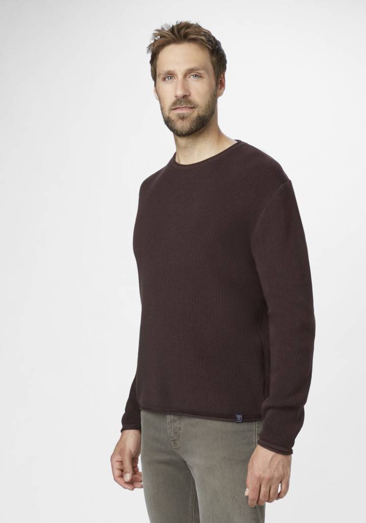 Paddocks Round Neck Melange Knit Pullover Normale Passform - Mocca