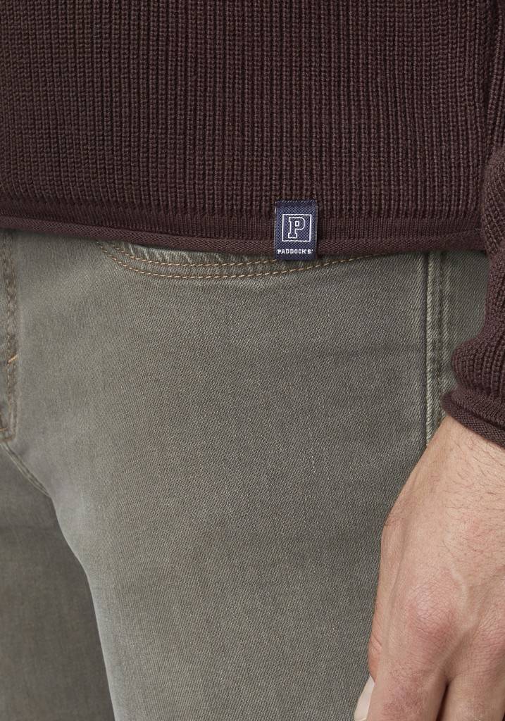 Paddocks Round Neck Melange Knit Pullover Normale Passform - Mocca
