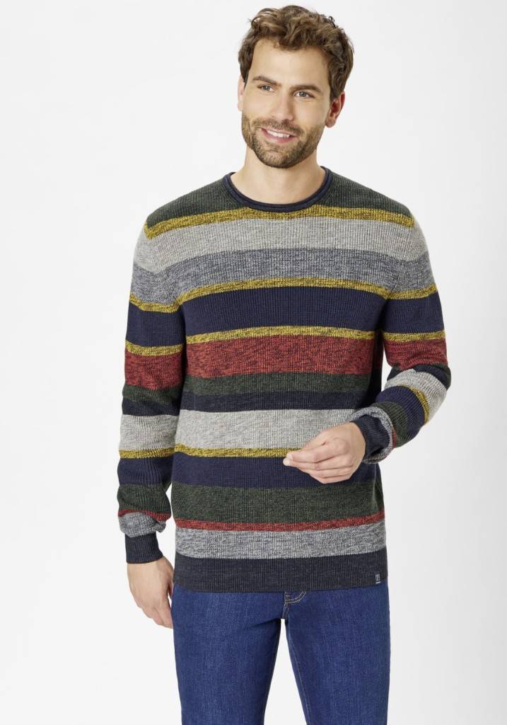 Paddocks Round Neck Melange Stripe Knit Pullover Normale Passform - Multi Color