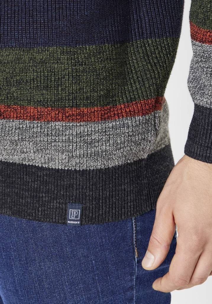 Paddocks Round Neck Melange Stripe Knit Pullover Normale Passform - Multi Color