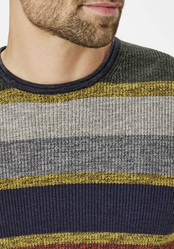 Paddocks Round Neck Melange Stripe Knit Pullover Normale Passform - Multi Color