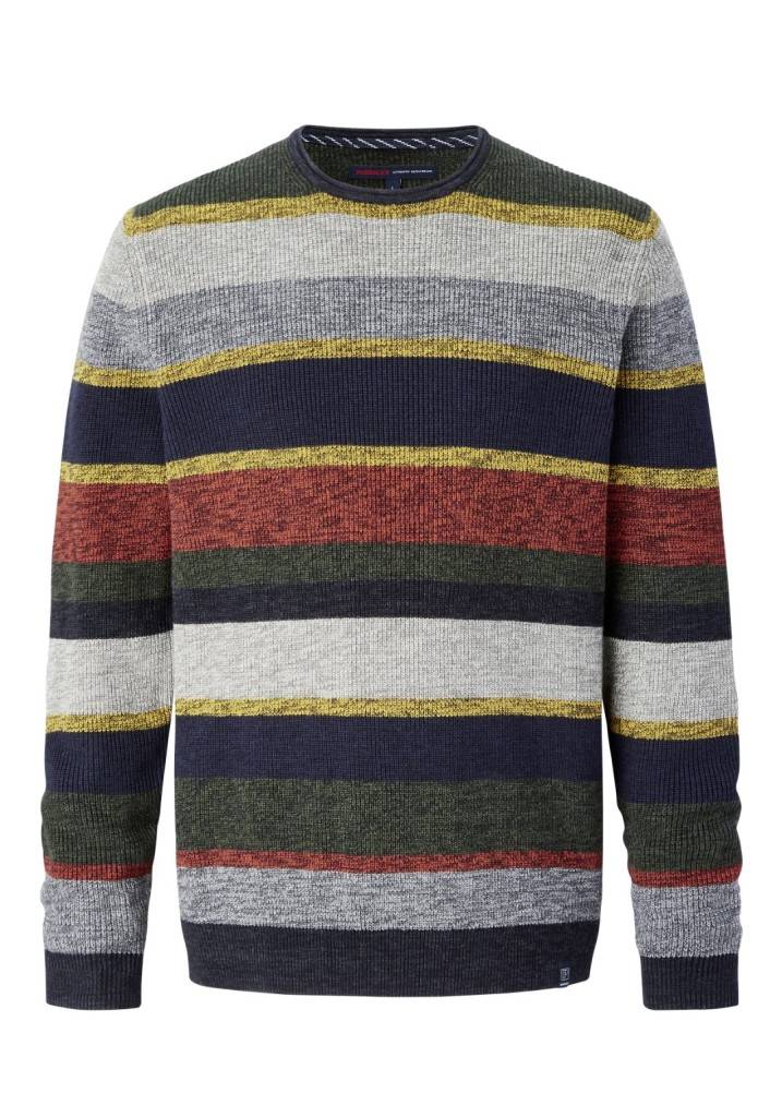 Paddocks Round Neck Melange Stripe Knit Pullover Normale Passform - Multi Color