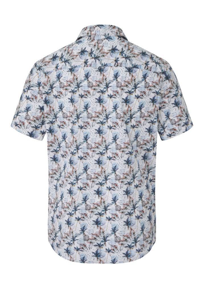 Paddocks Short Sleeve All Over Palm Print Normale Passform - Blue