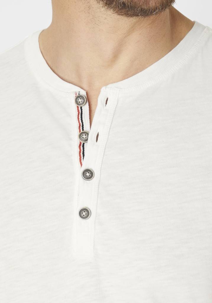 Paddocks Short Sleeve Henley Shirt, Single Jersey Normale Passform - Off White