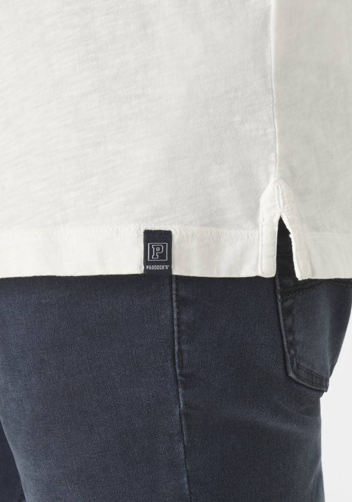 Paddocks Short Sleeve Henley Shirt, Single Jersey Normale Passform - Off White