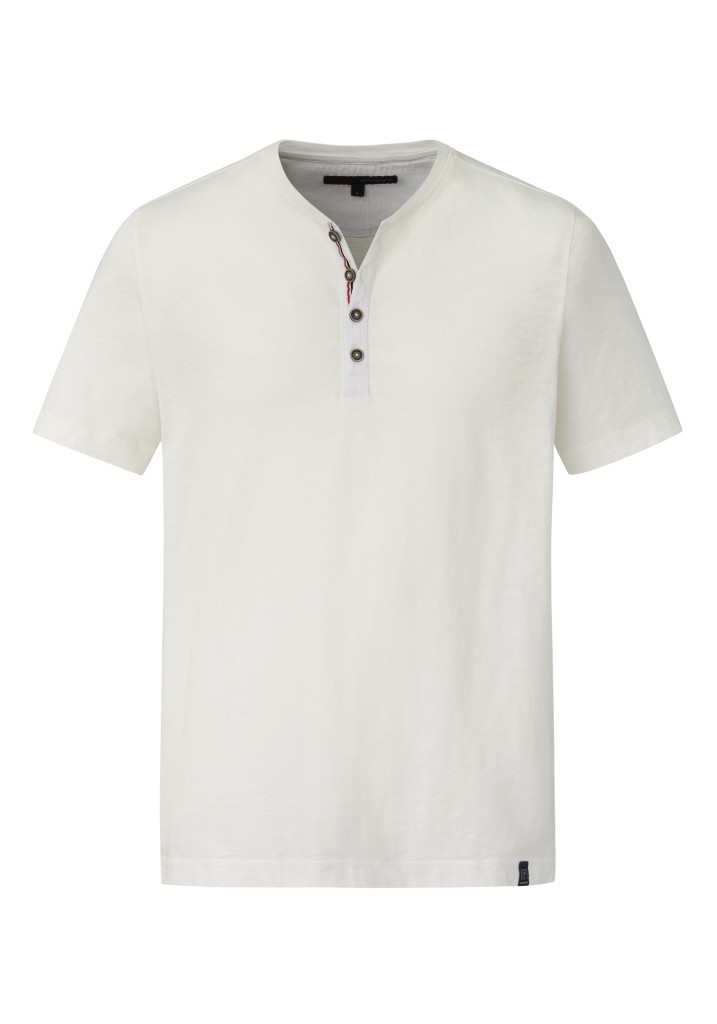 Paddocks Short Sleeve Henley Shirt, Single Jersey Normale Passform - Off White