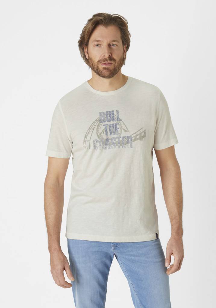 Paddocks Short Sleeve Roundneck Shirt Normale Passform - Off White