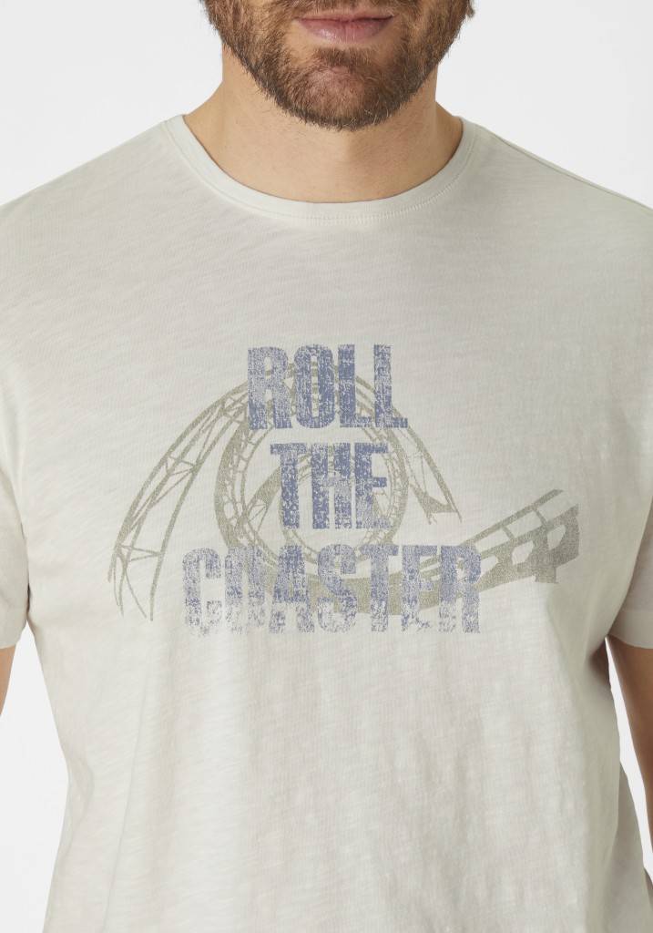 Paddocks Short Sleeve Roundneck Shirt Normale Passform - Off White