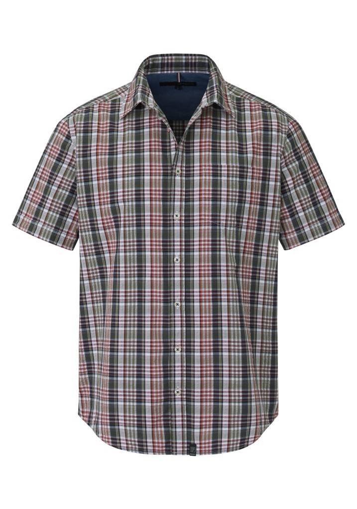 Paddocks Short Sleeve Seersucker Check Shirt Normale Passform - Khaki