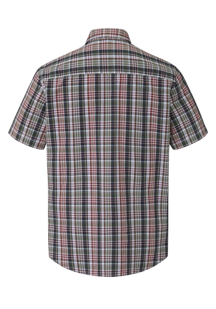 Paddocks Short Sleeve Seersucker Check Shirt Normale Passform - Khaki