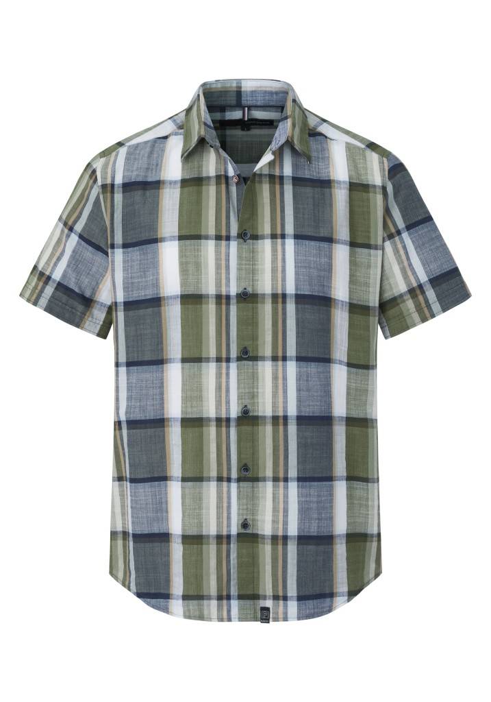 Paddocks Short Sleeve Shirt Big Check Normale Passform - Khaki